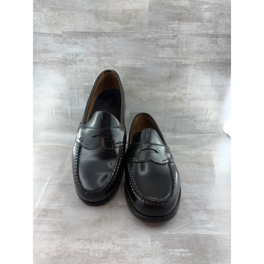 GH Bass Weejuns Logan Men Black Leather Penny Loafers Size 9 EEE Wide